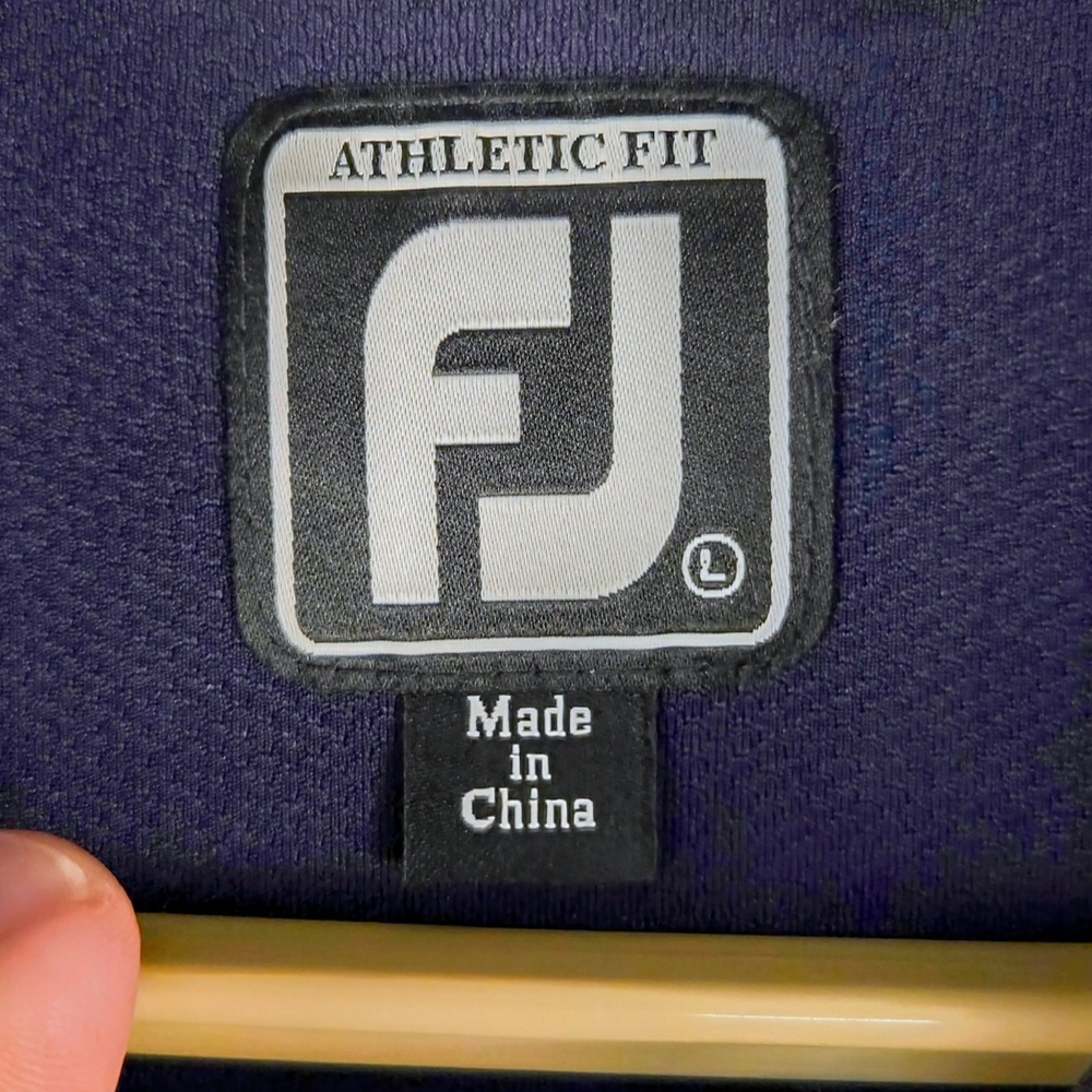 FootJoy Athletic Fit Golf Polo Shirt Performance Quick‎ Dry White Blue L - Picture 3 of 8